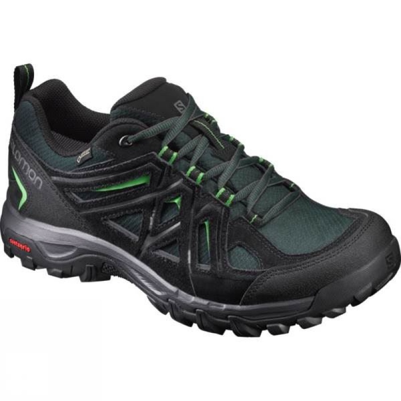 Men\'s Salomon Evasion II GTX Approach Shoes Black / Green India | OI09-968