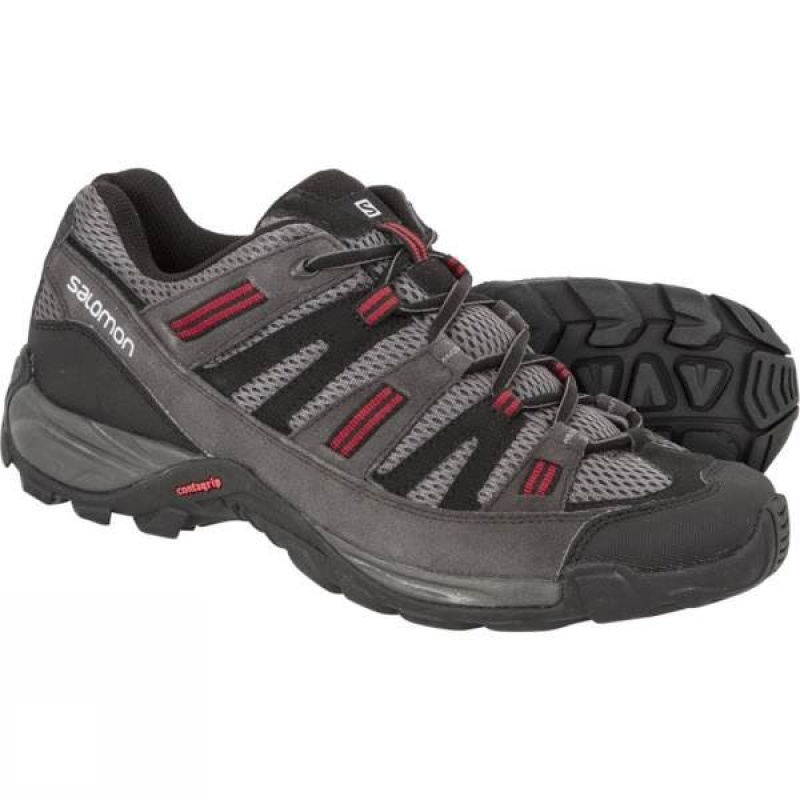 Men\'s Salomon Sekani Approach Shoes Dark Grey / Red India | XF33-194