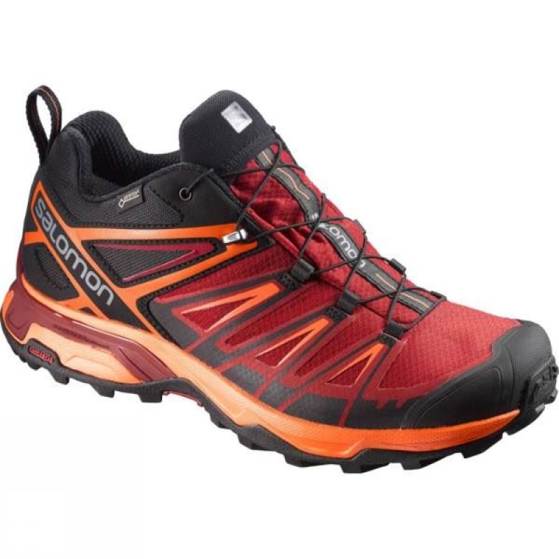 Men\'s Salomon X-Ultra 3 GTX Approach Shoes Grey / Red India | LP40-525