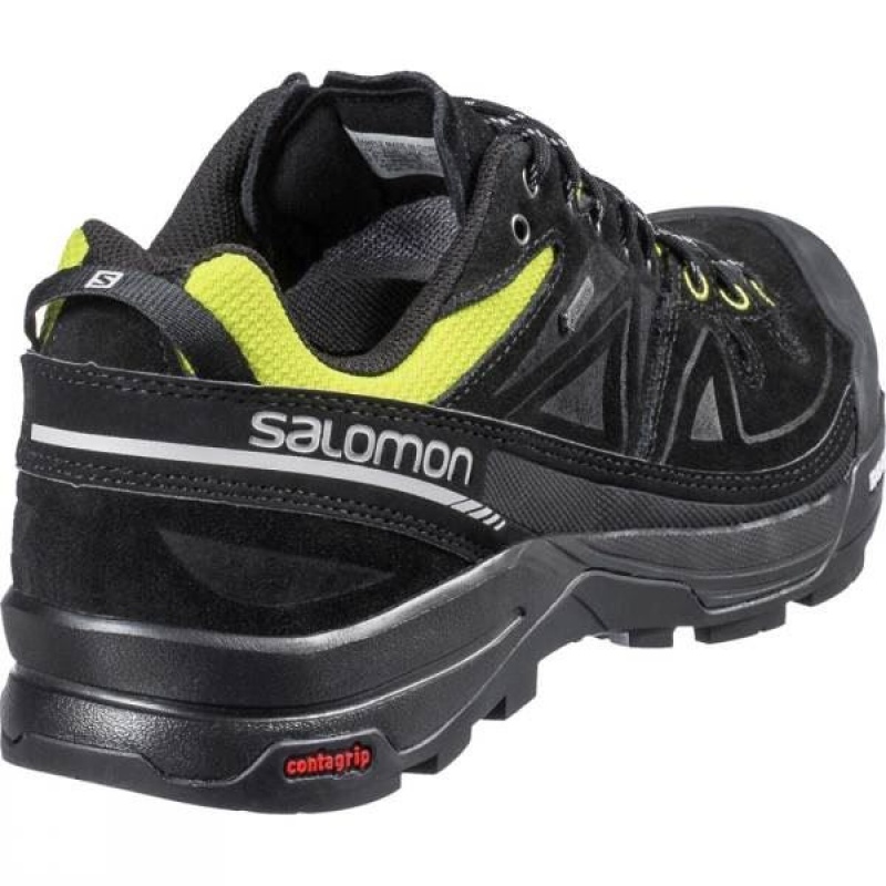 Men's Salomon X Alp LTR GTX Approach Shoes Black / Green India | QC20-472