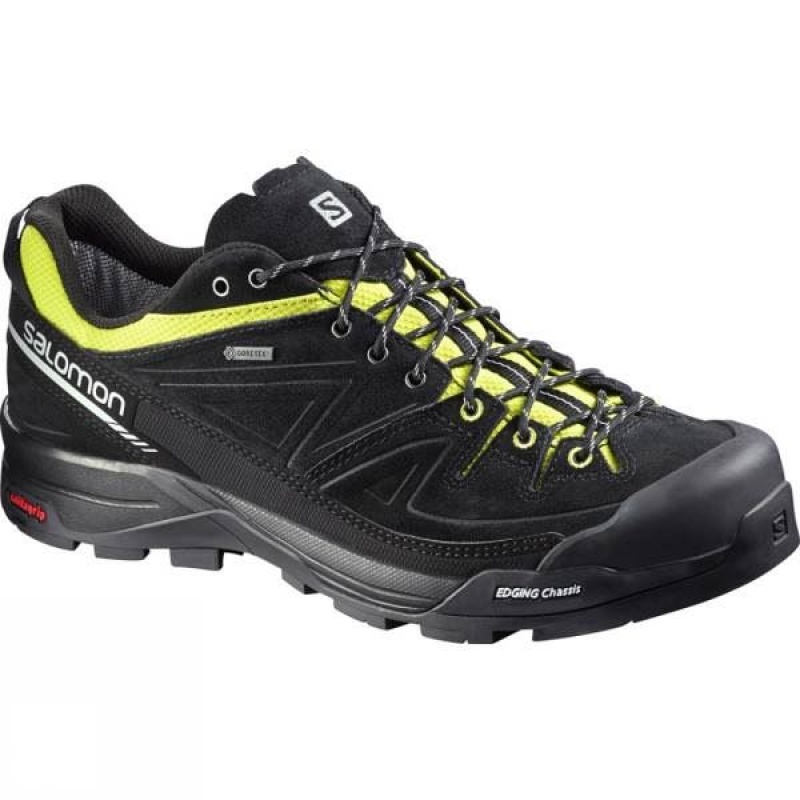 Men\'s Salomon X Alp LTR GTX Approach Shoes Black / Green India | QC20-472