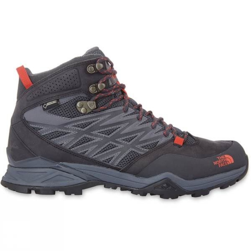 Men\'s The North Face Hedgehog Hike Mid GTX Walking Boots Dark Grey / Orange India | DF08-299