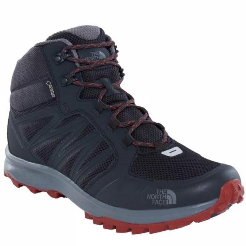 Men\'s The North Face Litewave Fastpack Mid GTX Walking Boots Grey / Brown India | HP08-205