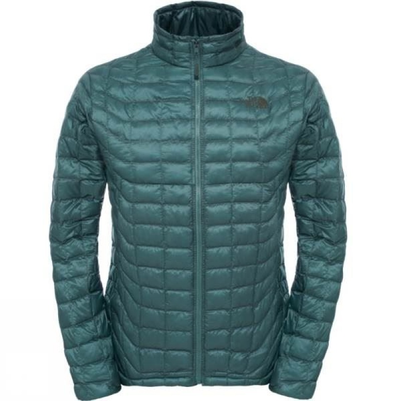 Men\'s The North Face ThermoBall Full Zip Insulated Jackets Green India | NX09-414