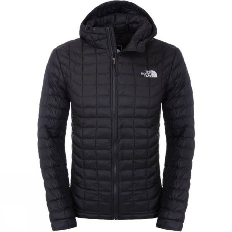 Men\'s The North Face ThermoBall Hoodie Insulated Jackets Black India | GV83-721