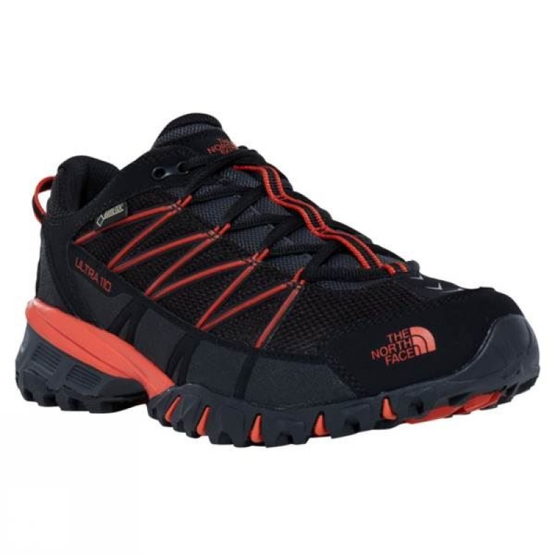 Men\'s The North Face Ultra 110 GTX Approach Shoes Black / Coral India | YR51-189